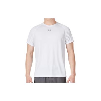 Solid Color Logo Fitness Training Breathable Slim Fit Round Neck Short Sleeve T-Shirt Men Tops White 23500511-100