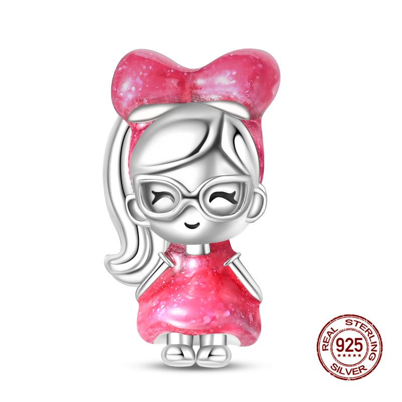 Original Charms Copper Pink Girly Heart-Shaped Charms Bead Fit 3Mm Original Bracelet Womens Diy Fine Jewelry Gifts