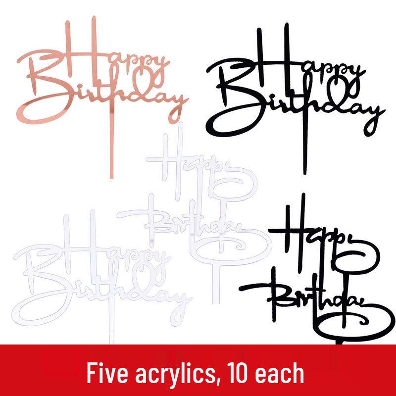 50-Pack Acrylic 'Happy Birthday' Cake Toppers - Popular Party Decorations with Free Shipping