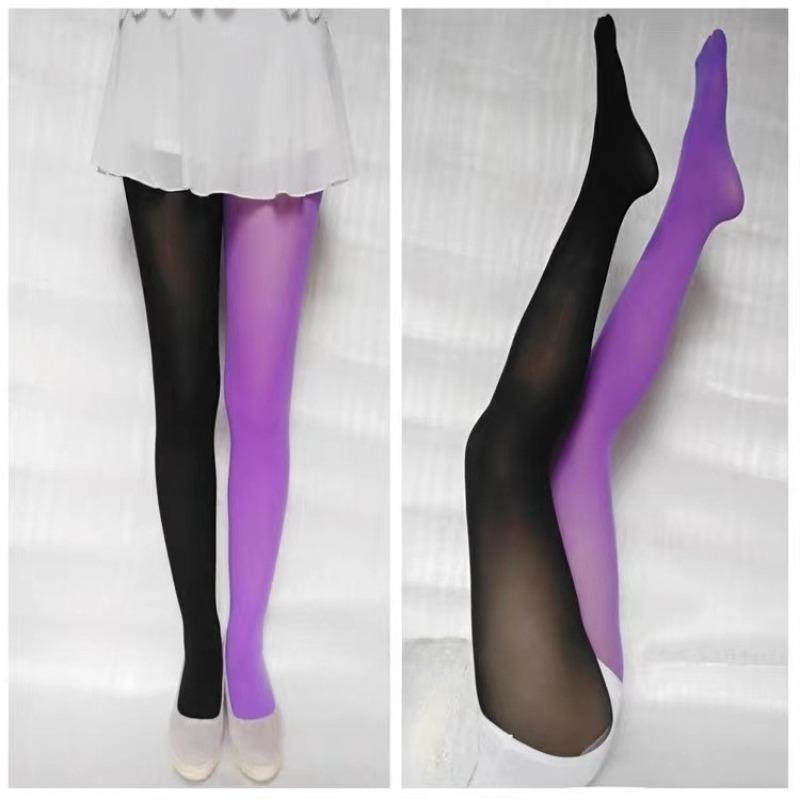 Damen Colorblock Strumpfhose Gothic Style Punk Weihnachten Halloween Elastische High Waist Leggings Strümpfe Herbst