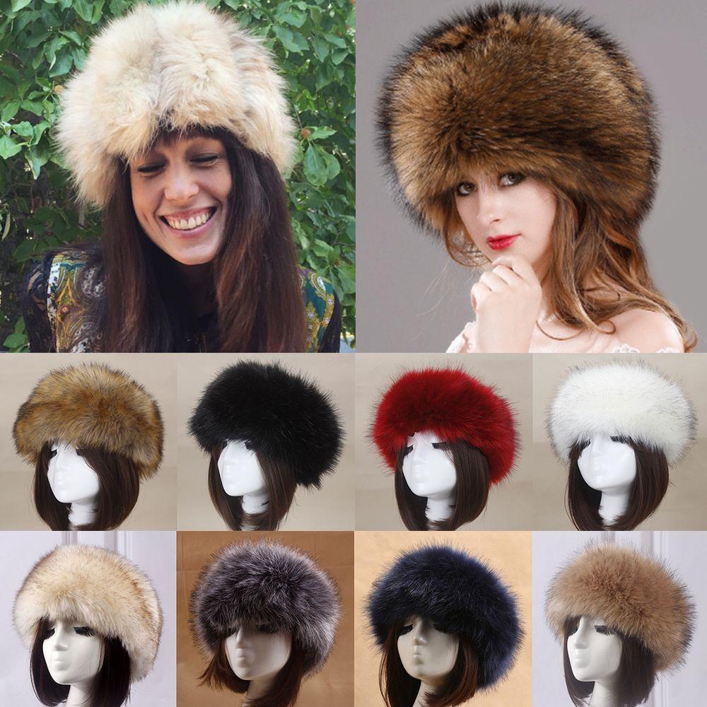 Outdoor Ski Hats Earwarmer Faux Fur Headband Hat Women Russian Cap Thick Fluffy
