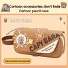 Cute Capybara Cartoon Pen Pouch Large Capacity Hand Carry Pencil Case School Student Organizer Bag