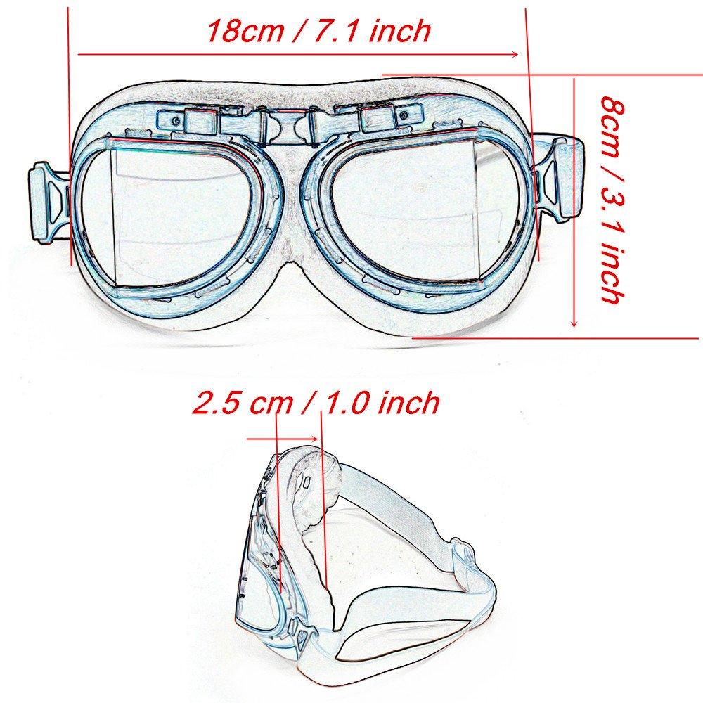 [evomosa] Vintage Retro Motorcycle Cycling Sports Goggles Helmet UV Protection Multi-Purpose Use Protective (Smoke)
