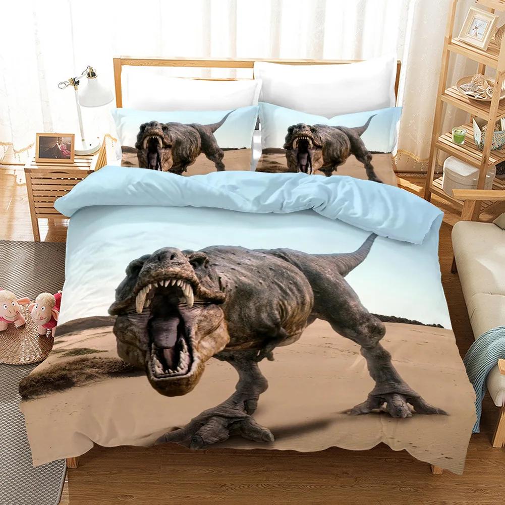 3D Dinosaur Duvet Cover Jurassic Bedding Set For Kids Boys Teen Queen/King/Full/Twin Microfiber Quilt Cover With 1/2 Pillowcase