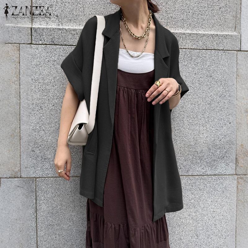 ZANZEA Womens Summer Solid Color Casual Short Sleeve Cardigan Tops