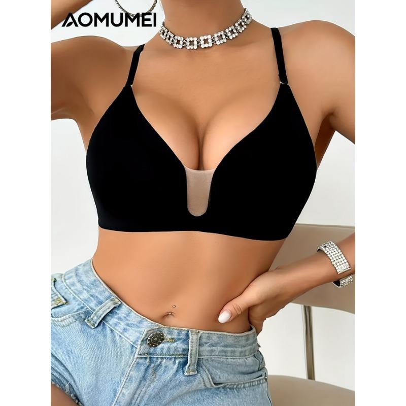 Nahtloses kabelloses Push-Up-Bralette für Damen mit tiefem V-Ausschnitt, verstellbarem Träger, unsichtbar, bequem, atmungsaktiv, Alltags-BH für den täglichen Gebrauch