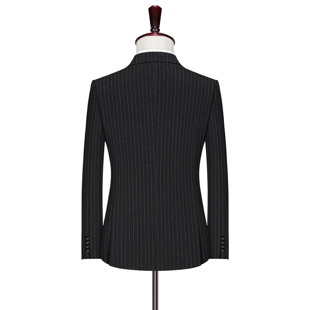 Men's Double-Breasted Striped Stretch Suit Set, Loose Fit, Plus Size for Big & Tall, Perfect for Weddings.