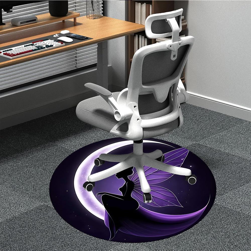 1pc Moon Fairy Office Round Area Rug, Indoor Mat Suitable ForOffice, Under Office Chairs Bedroom Living Room Home Decor, Room Deco T139