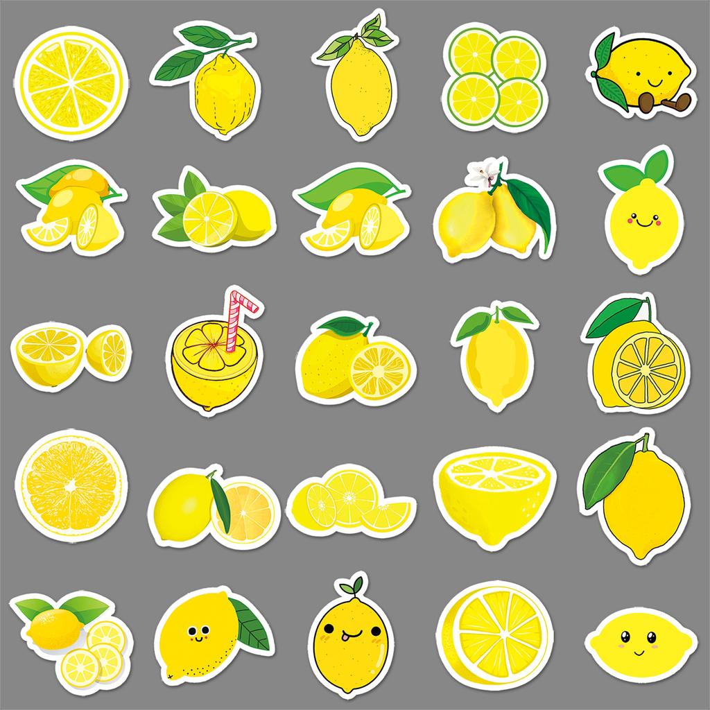 50 Lemon Doodle Personality Cartoon Fruit Children's Gauze Decorative Skateboard Suitcase Stickers Waterproof