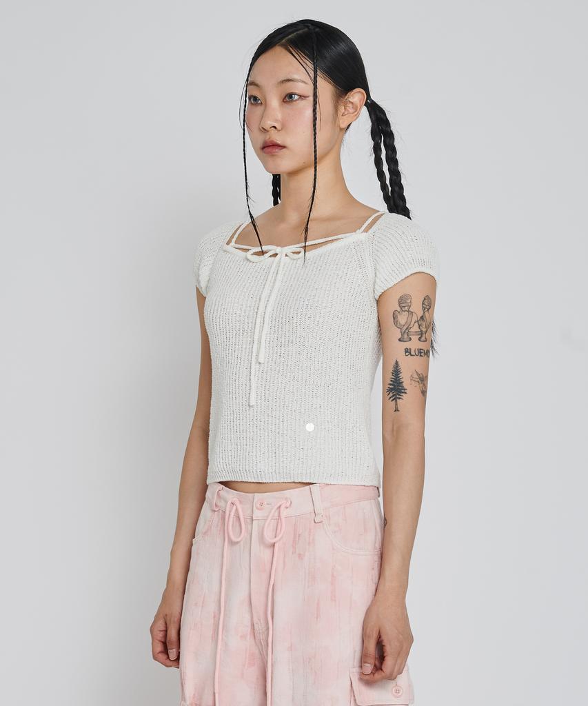 UNUSUALNORMAL Rupin 2Way Knit Top_Ivory