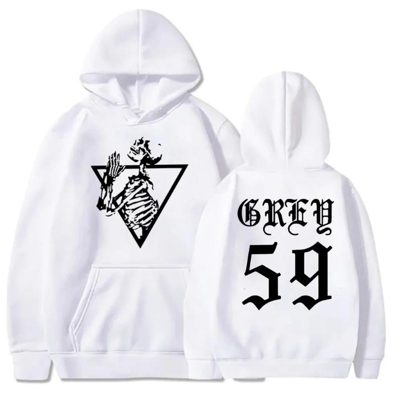

G59 Skeleton Hip Hop Trendy Music Unisex Pullover Casual Comfortable Soft Print Autumn Fleece HoodiesSweatshirts S белый