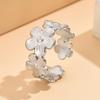 Versatile Flower Adjustable Gold-Plated Stainless Steel Ring for Women