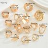 15er Set Punk Glatte Geometrische Offene Ringe Für Damen Übertriebene Asymmetrische Goldfarbe Florale Dicke Chunky Ringe Party Schmuck