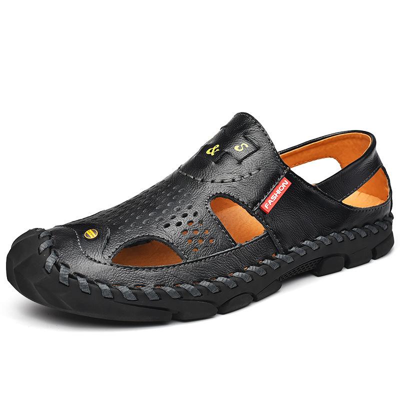 

Повседневная обувь для отдыха на природе 2024 года, мужская летняя новая мода, дышащие сандалии с мягкой подошвой, обувь для отдыха на природе, пляжная обувь 38 чёрный
