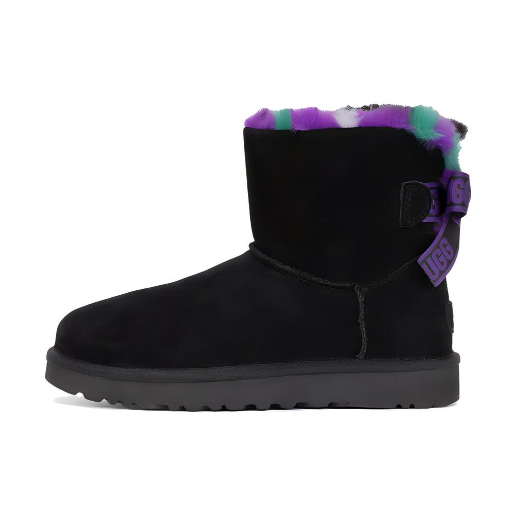 UGG Mini Bailey Bow Plaid Punk Boot 'Black Purple' Women's 1130594-BLK