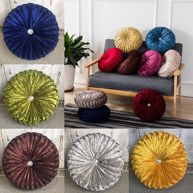 Luxurious Round Velvet Pumpkin Cushion With Charming Pleated Design And Soft Touch