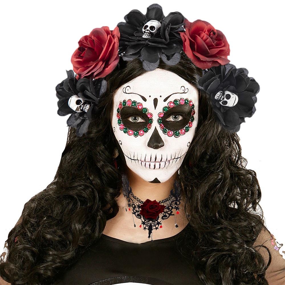 Spider Skull Halloween Headpiece Party Costume Mardi Gras Headgear Flower Headbands  for Women