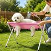 Hamaca colgante multifuncional para el cuidado de mascotas con arnés y estructura de soporte.