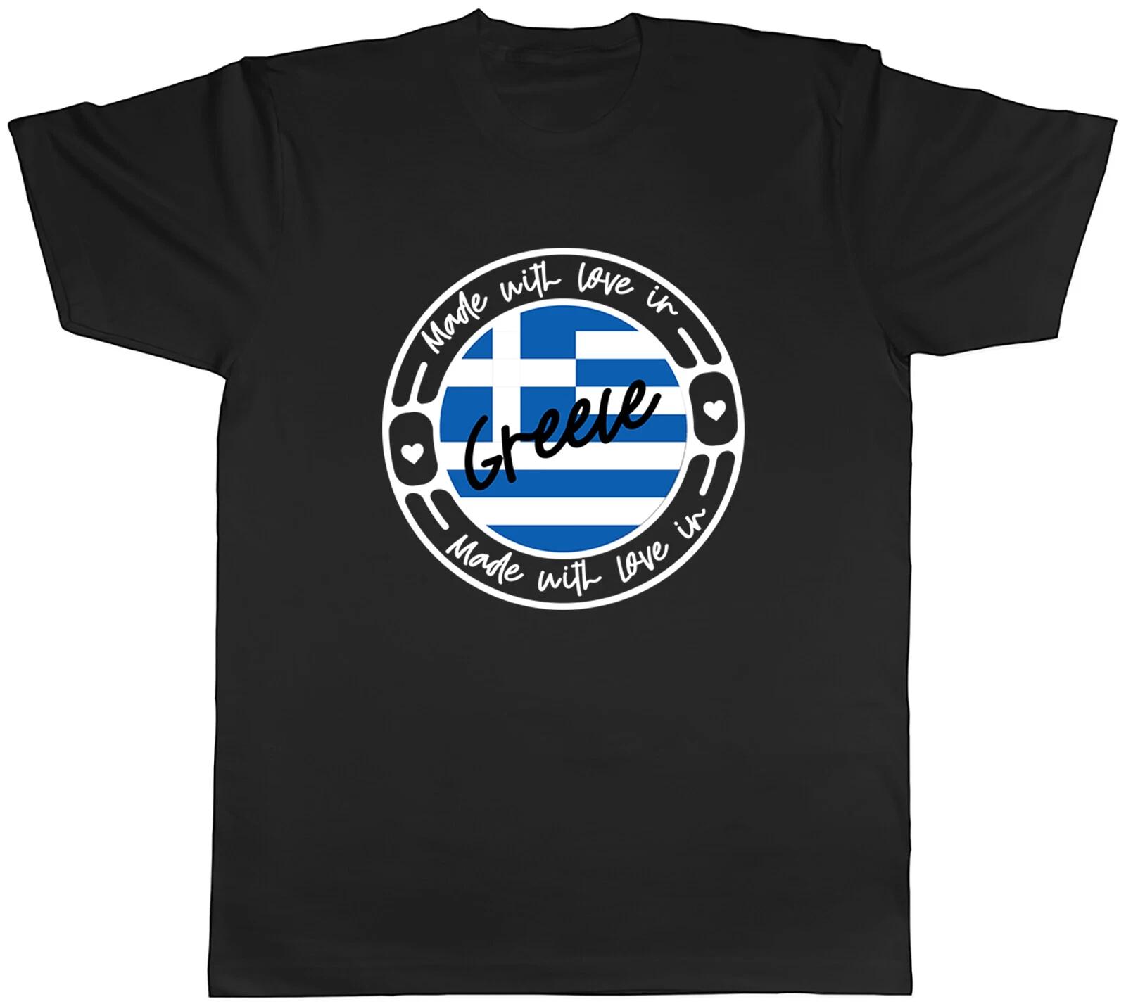 Made With Love In Greece Country Mens Unisex T-Shirt Tee Gift S