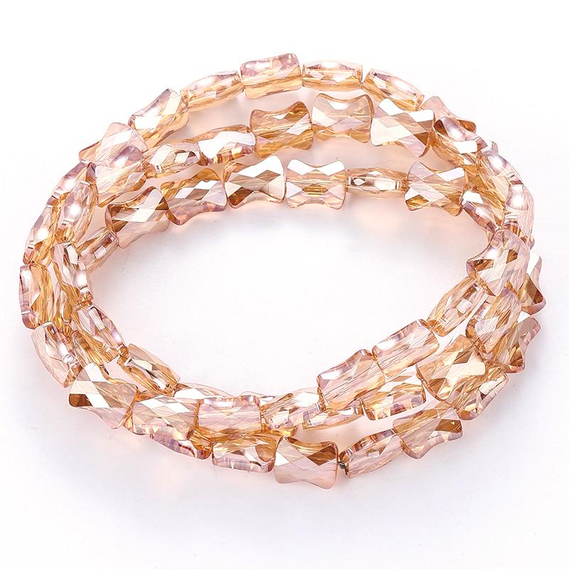 Bamboo Glass Beads AB Color Faceted Flat Curved Waist Column Crystal Loose Spacer Bead for DIY Crafts Earring Bracelet Jewelry