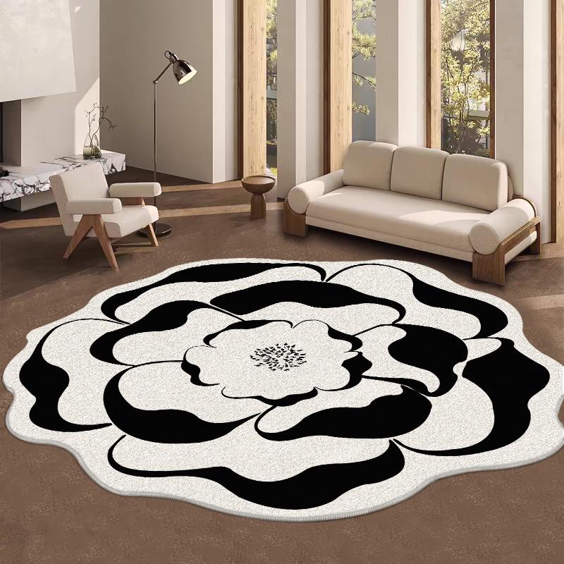 

Ковер для дивана в форме французского цветка: Впитывающий воду, нескользящий, простой в уходе искусственный кашемир для гостиной Diameter 160 cm Irregular Round