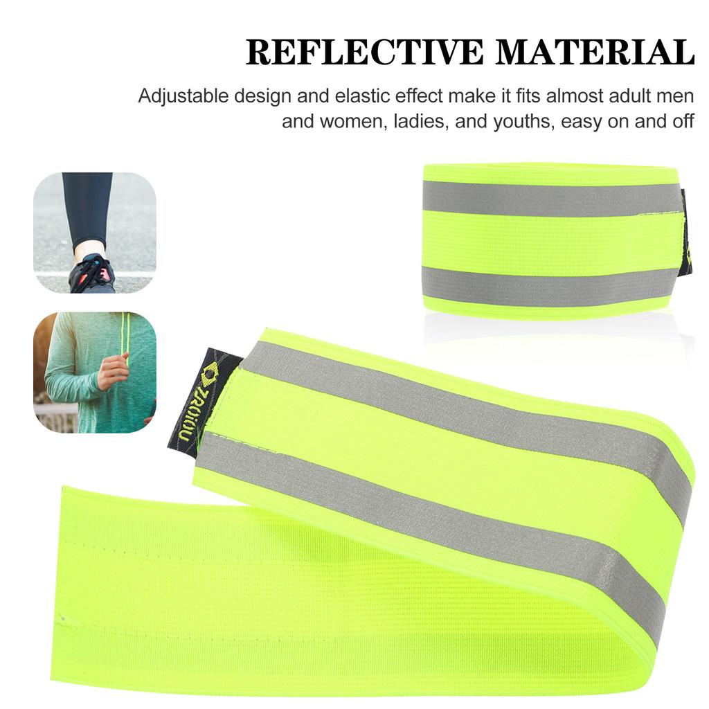 2 Stück Reflektierender Beinriemen Outdoor Sicherheitsband Verstellbares Lauf-Handgelenkband Hohe Sichtbarkeit Fluoreszierende Armbänder Radfahren