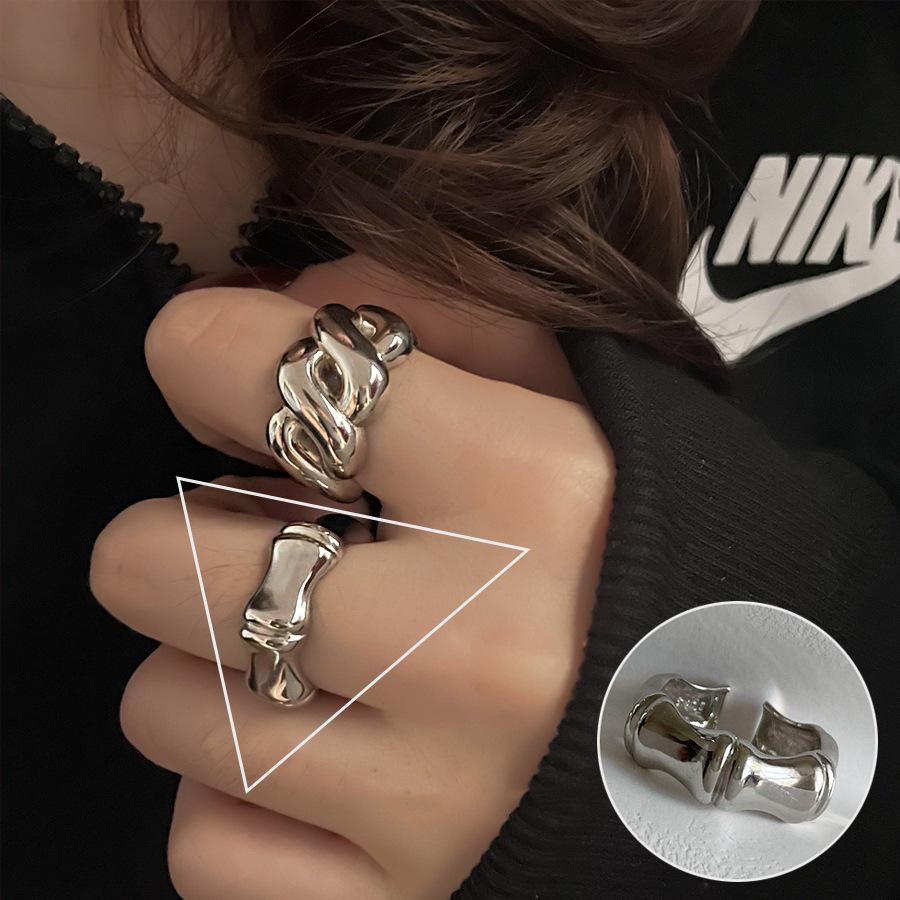 Geometric High-Polish Criss-Cross S925 Silver-Plated Open Ring - Women's Stackable Index Finger Jewelry