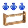 Plant Propagation Station Glass Vase with Wooden Frame Hydroponic Plant Terrarium Kit Love Bulb Vase for Indoor Plants Desktop Decor