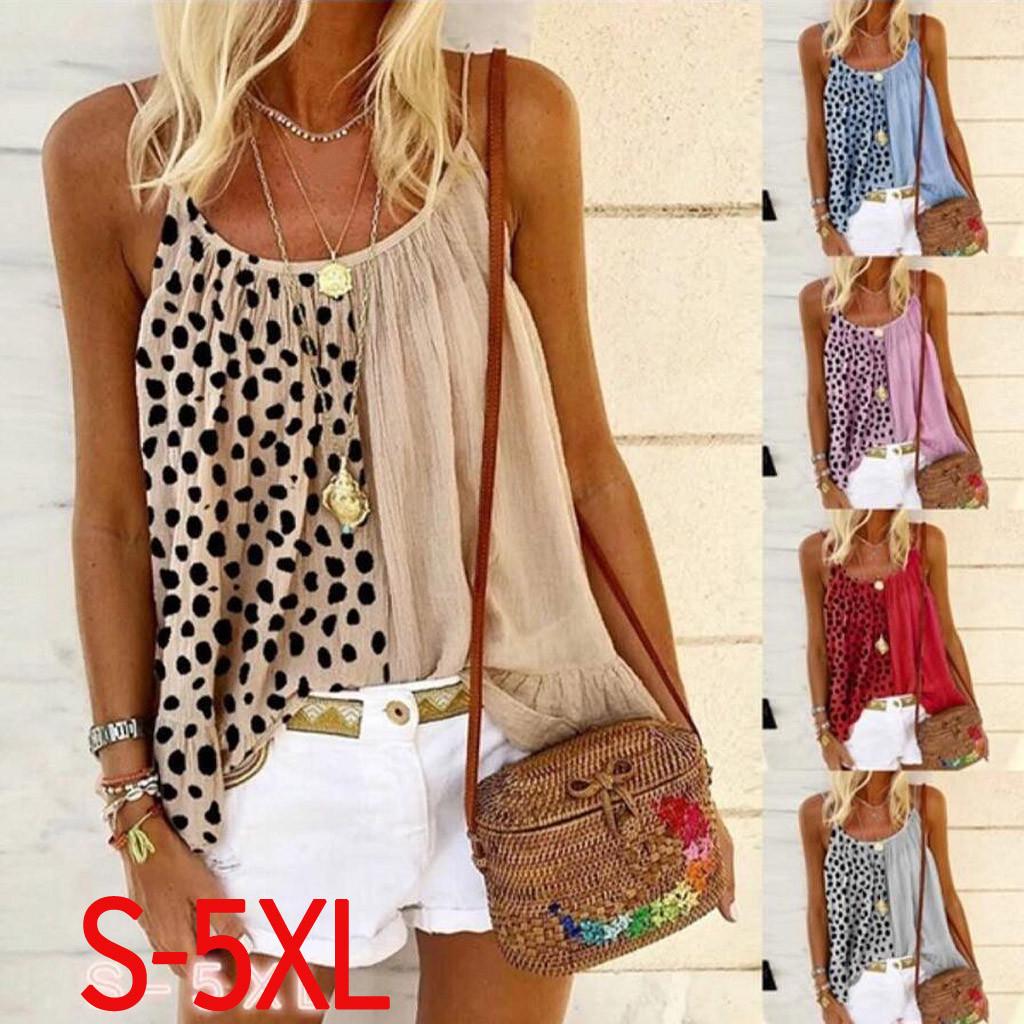 

Плюс размер женщин без рукавов с леопардовым принтом Повседневная майка Camsi Top