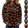 Damenmode Lässiges Langarm Rundhals-Sweatshirt mit Halloween-Print