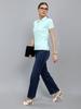 MONTE CARLO Women Regular Fit Light Green Tshirt