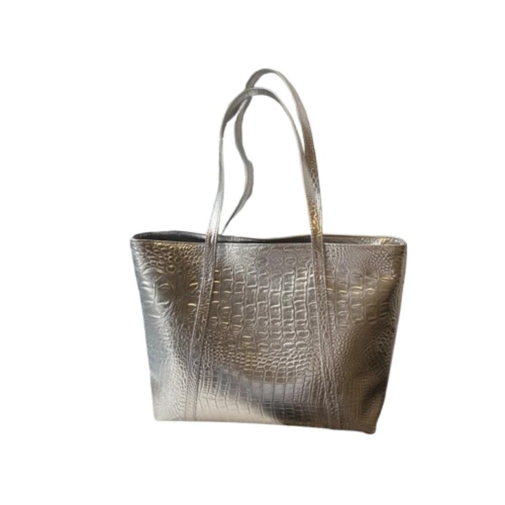 

Женская сумка на плечо из искусственной кожи с крокодиловым узором, сумка-тоут под мышкой, модная женская сумочка для путешествий серебряный