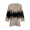 Women 3/4 Sleeve Tunic Prints Tops For  Loose Fit Casual Blouses V Neck T Shirts With Asymmetrical Hem