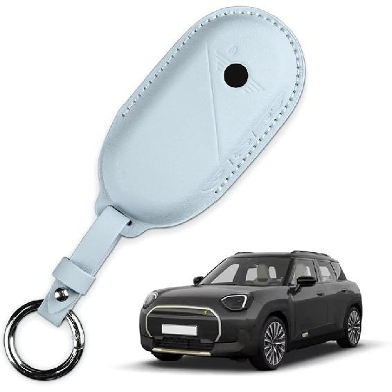 KUNGKIC For Mini Cooper 2024 2025 S F65 F66 F67 Countryman U25 ACEMAN J05 Leather Protector Smart Key Case Keychain