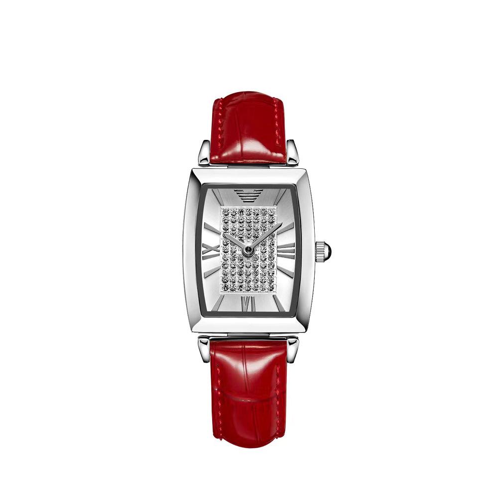 Oushijia New Square Diamond Women's Roman Minimalist Tonneau Quartz Watch