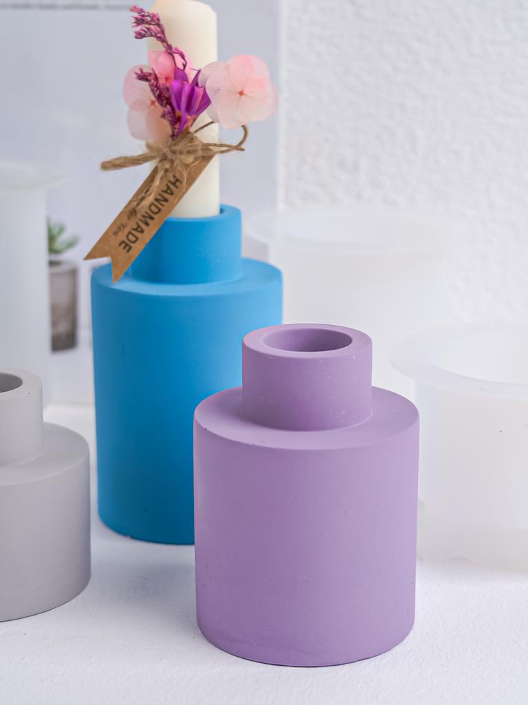 DIY Round Vase Dried Flower Container Concrete Silicone Molds Candle Holder Casting Aromatherapy Bottle Crafts Mould Home Decor