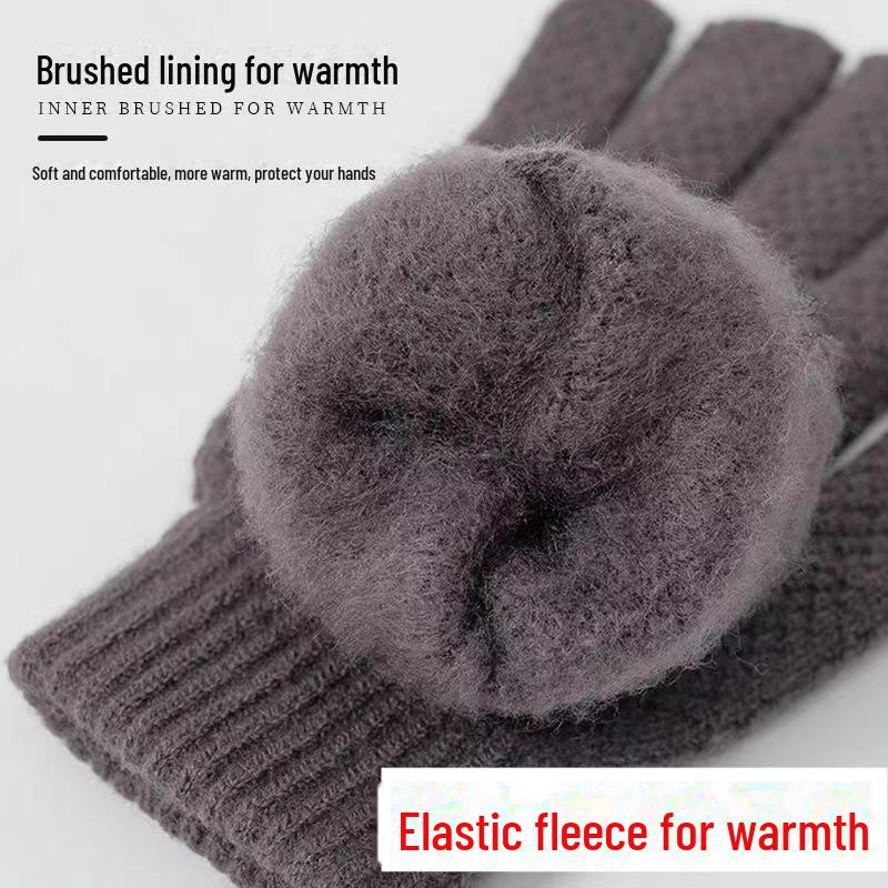 Men's Winter Touchscreen Gloves - Warm, Thick Jacquard Pineapple Pattern for Driving and Riding