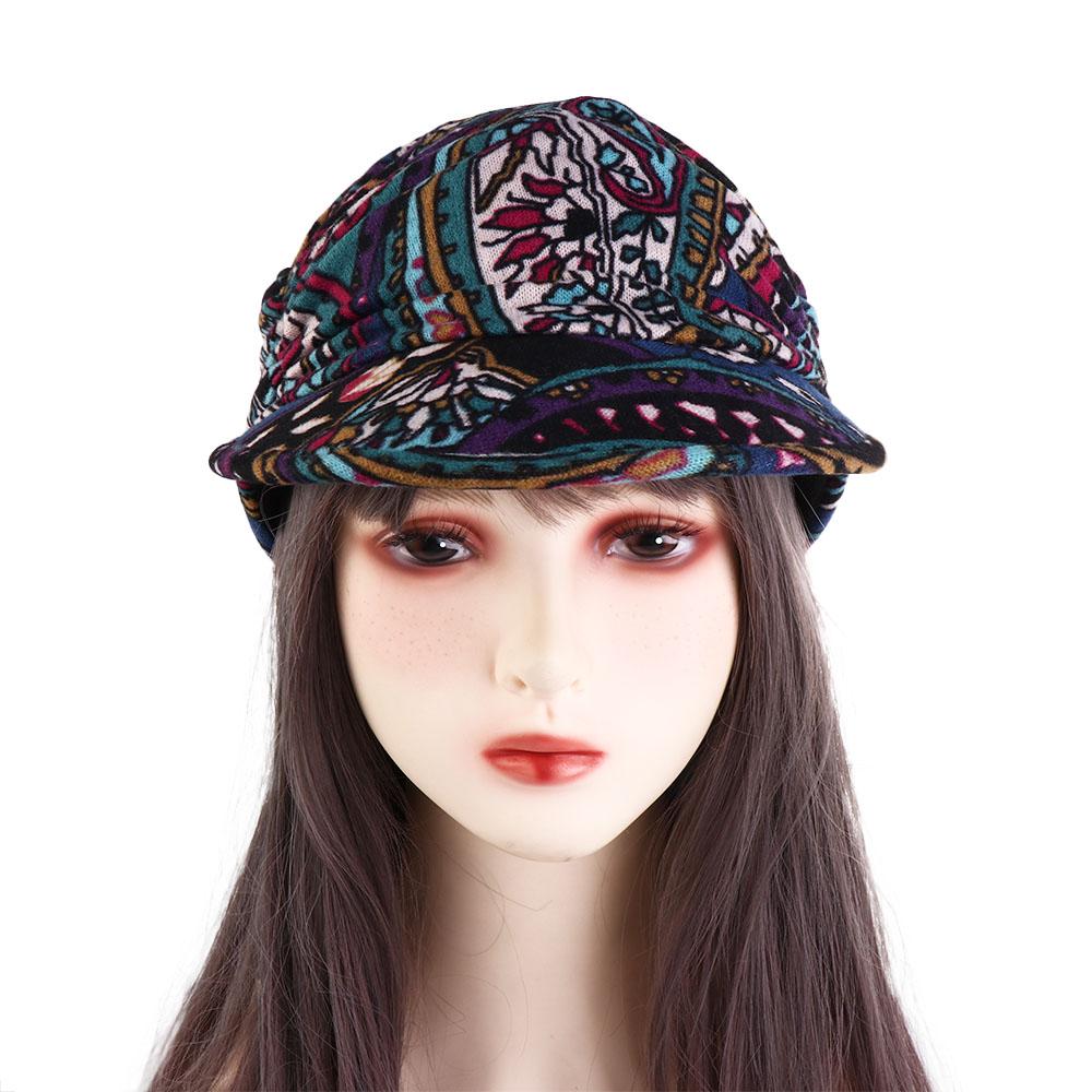Cap Cotton Mom Hat Foldable Earflap Girls Cap Ethnic Style Cap Women Hat Baseball Cap Peaked Cap