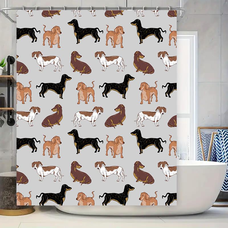

Patterned Shower Curtain Dachshund Print Home Decor Bathroom Waterproof Fabric Shower Panels for Dogs Lovers Gift Decoration 180 90x180cm