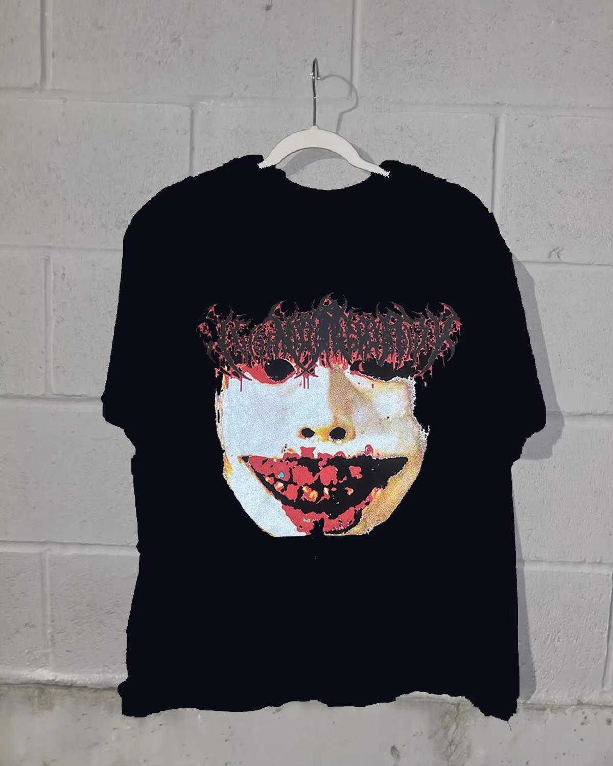 

New Type of Terror Dark Short-sleeve T-shirt Summer New Type Abstract Funny Series Cotton Printed T-shirt Men s Top High Quality 4XL