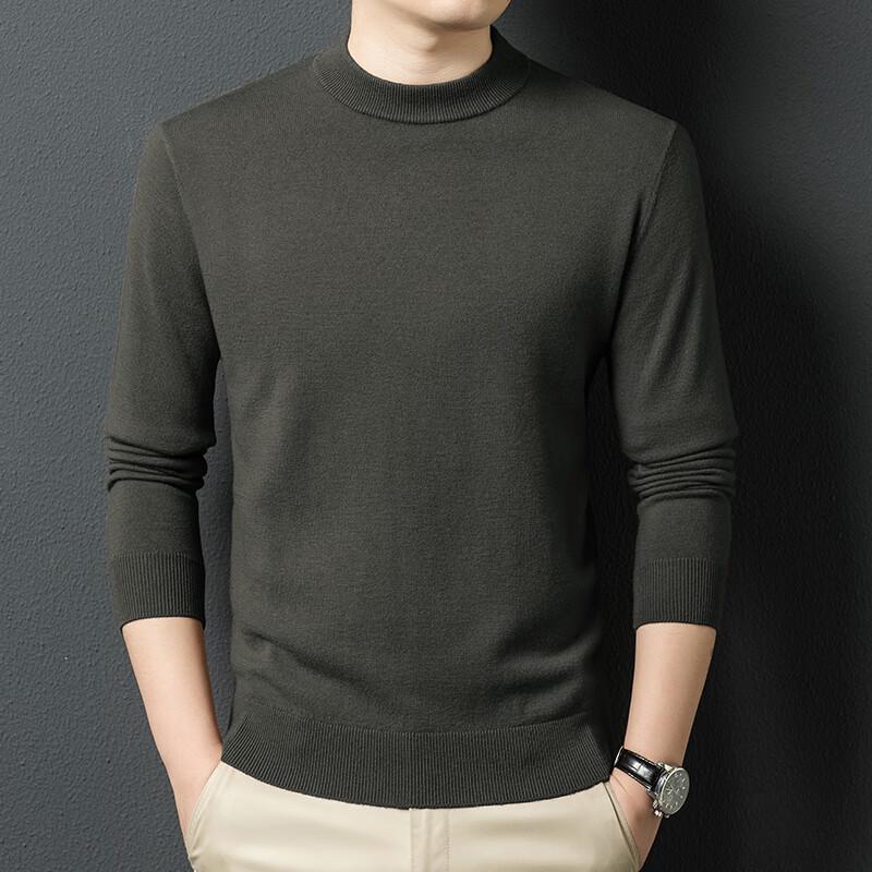 Yiliteng Men's 100% Merino Wool Mock Neck Pullover Sweater