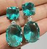 Round Paraiba Dangle Earrings with Large Green Teardrops for Women