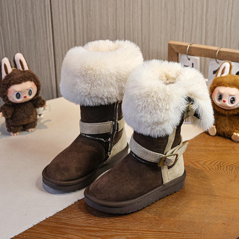 2025 Stilvolle High-Top Schneestiefel im koreanischen Stil für Mädchen mit doppelten Schnallen
