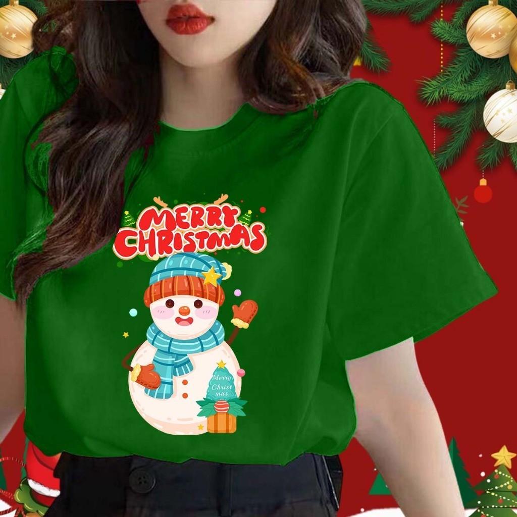 COD Christmas pattern women's T-shirt Baju Cuti Krismas Lelaki men's plus size T-shirt short sleeved casual top T-shirt
