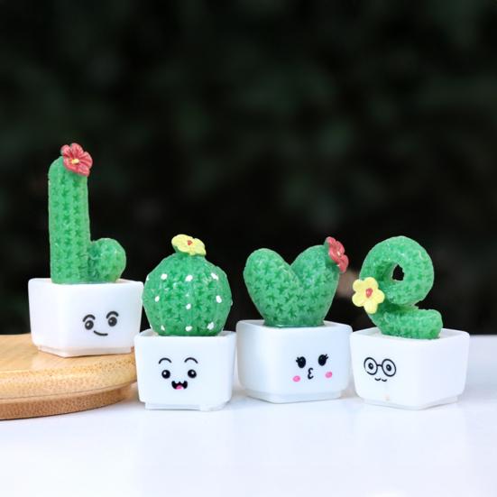 4/8 stk/sett Mini potteplante kaktus ornament Tegneserieuttrykk KJÆRLIGHET Form Kaktus Plantepotte Statue Figur Hjemmekontor Skrivebordsdekorasjon