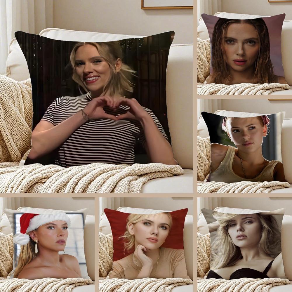 SScarlett Johansson Cushion Cover Pillowcase Antidustmite Invisible Zipper Short Plush Sofa Cushion