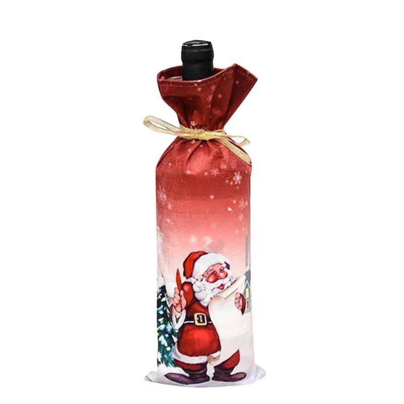Christmas Wine Bottle Cover Non-woven Sequins Santa Claus Snowman Ornaments For Home Xmas 2026 New Year Party Table Decor
