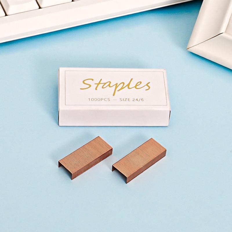 5 Boxes Rose Gold Standard Size Jam Free Sharp Chisel Point Stapler Refill for Desktop Stapler Accessories.