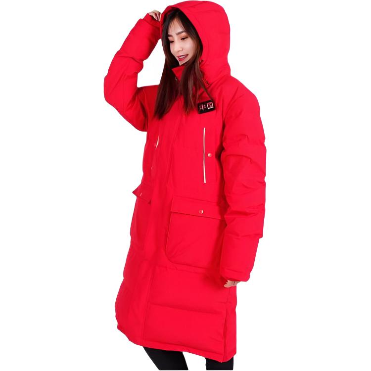 Li Ning Einfarbig Warm Schnell Rückfedernd Dick Winddicht Kapuzen-Daunenjacke Unisex Oberbekleidung Rot AYMP145-1