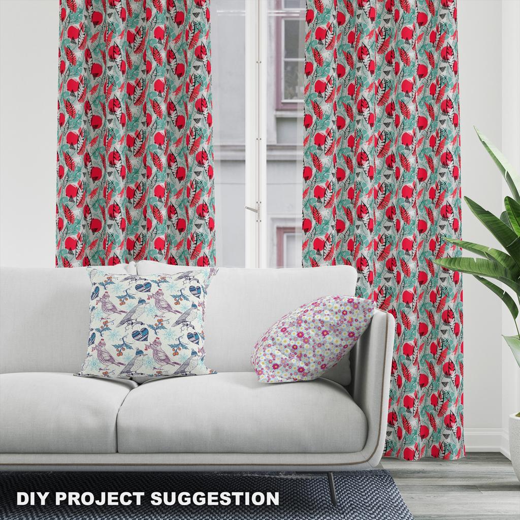 Royal Velvet Fabric Polyester For Sewing - Motif Tropical Leaves And Pomegranates